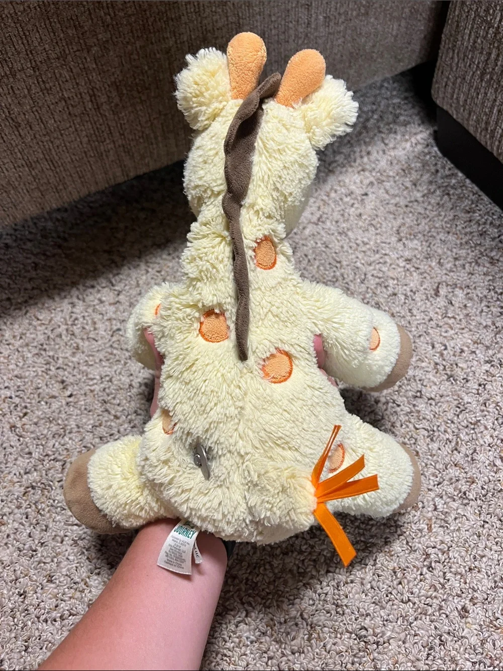 Little journey Yellow and Brown Giraffe Stuffed Animal with Orange Accents